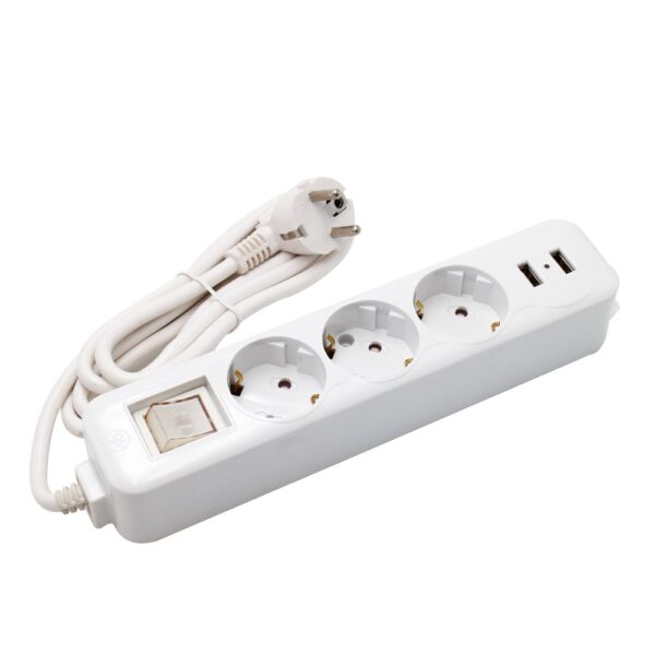 Dual USB EU Power Strip Porous Terminal Board Conversion Plug 1/4 Way - Image 3