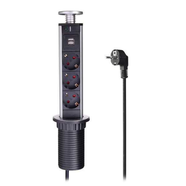 EU Plug 16A PULL UP 3/4/5/6 Power Socket 2 USB Charging Port Kitchen - Image 2