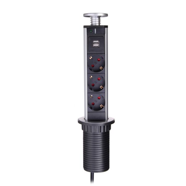 EU Plug 16A PULL UP 3/4/5/6 Power Socket 2 USB Charging Port Kitchen - Image 3