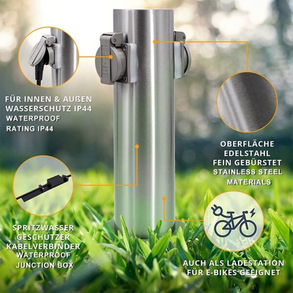 Outdoor Socket Electrical outlet 3680W 16A 2 EU Sockets Waterproof - Image 2