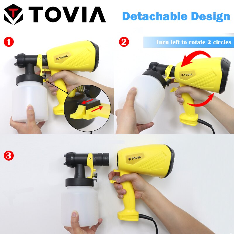 TOVIA-550W-Electric-Spray-Gun-800ML-HVLP-Paint-Sprayer-230V-Flow-Control-Household-Vertical-Horizontal-Circular-3 TOVIA 550W Electric Spray Gun 800ML HVLP Paint Sprayer 230V - Image 4