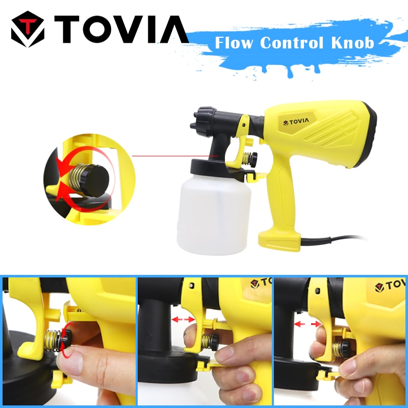 TOVIA-550W-Electric-Spray-Gun-800ML-HVLP-Paint-Sprayer-230V-Flow-Control-Household-Vertical-Horizontal-Circular-4 TOVIA 550W Electric Spray Gun 800ML HVLP Paint Sprayer 230V - Image 5